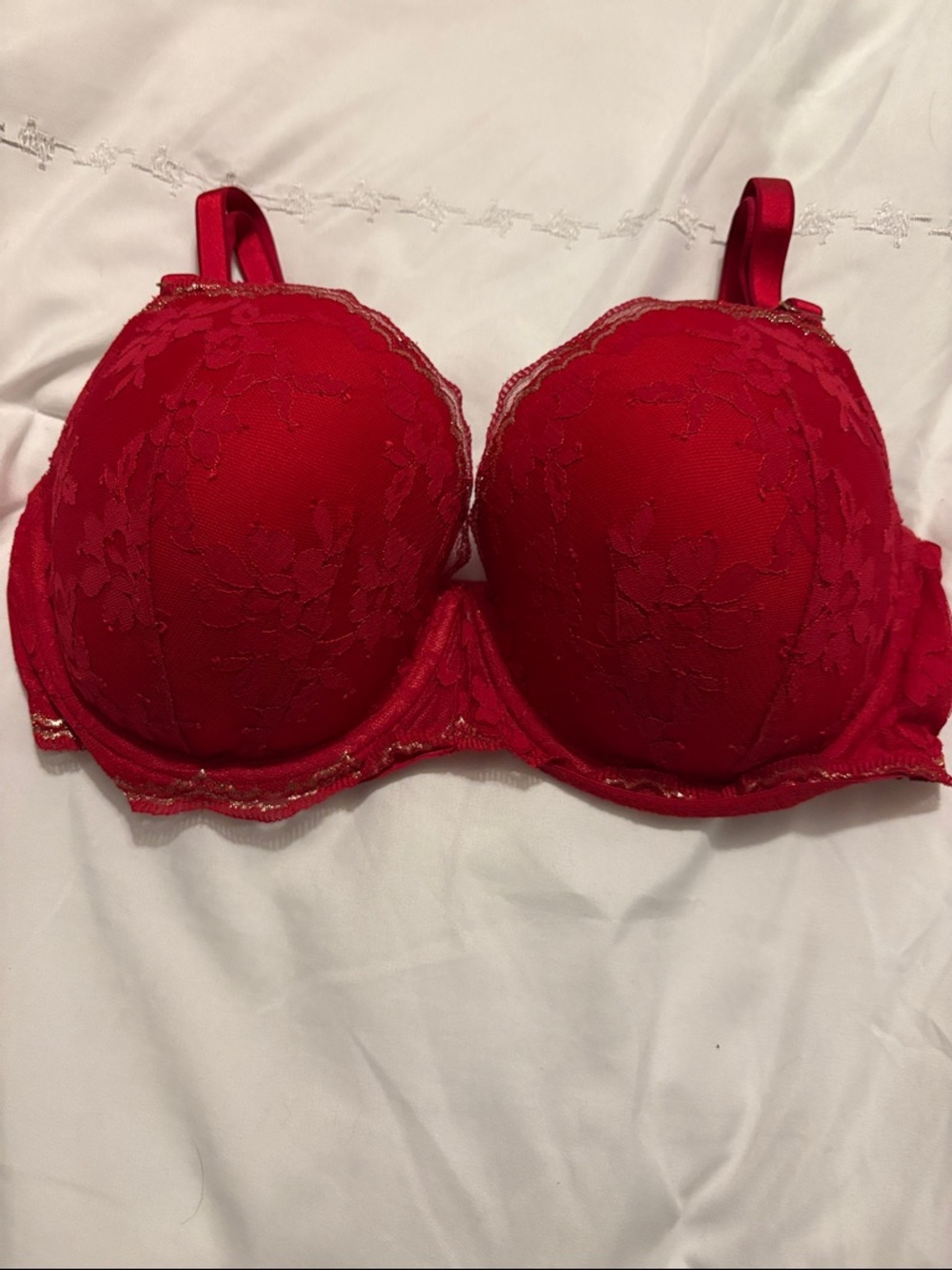 Victoria’s Secret dream angels Demi lace Underwire Bra in Red with gold trim